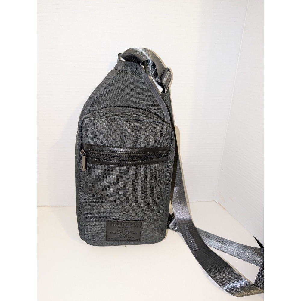 True Religion Crossbody Mens Sling Bag Gray Yeta 2.0 Buddha Logo Adjustable NWOT